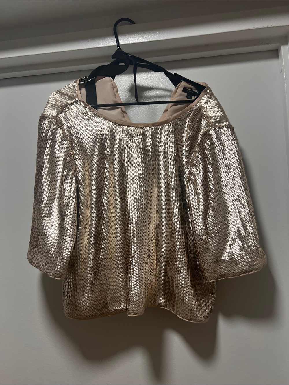 J. Crew Gold Sequin Boatneck Blouse